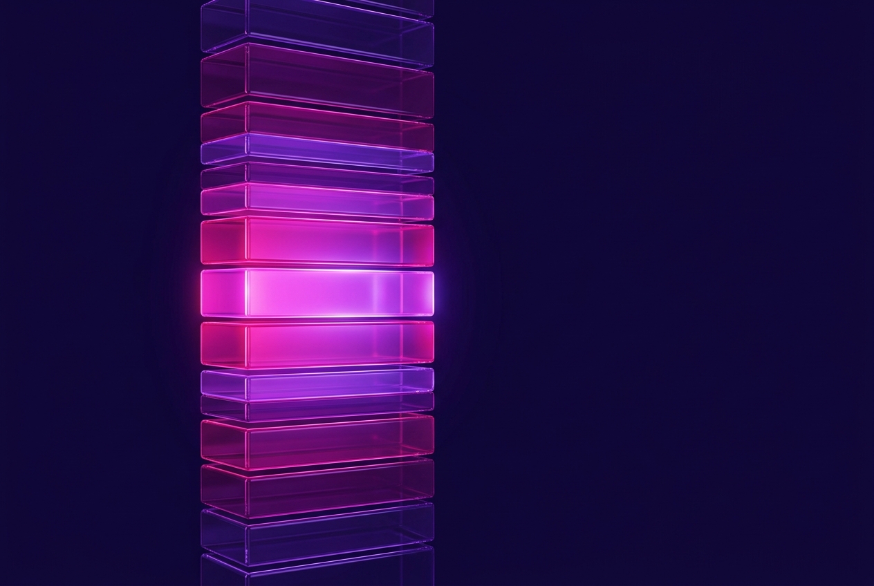 Abstract glowing price ladder in magenta and violet